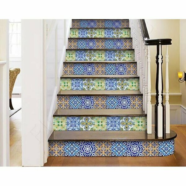 Homeroots 7 x 7 in. Lima Multi Blue Mosaic Peel & Stick Tiles 400313